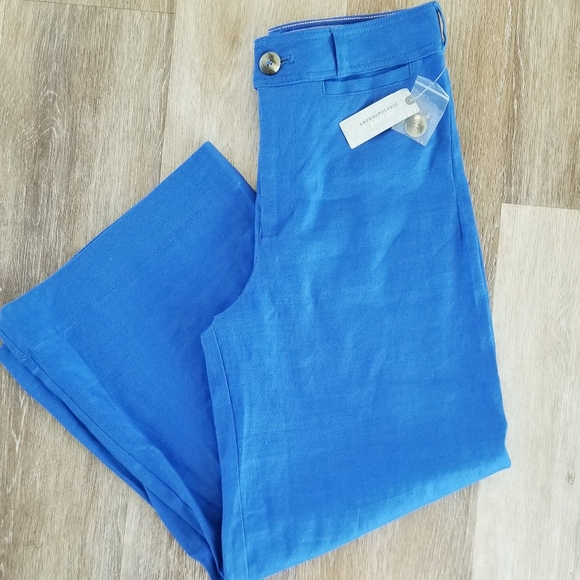 Maeve Anthropologie NWT The Ettie High-Rise Crop Wide-Leg Flare Pants Blue sz 29 - Picture 16 of 16